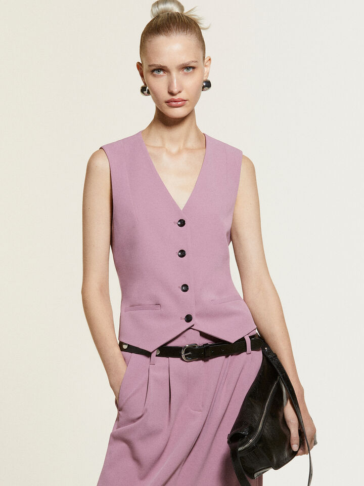 Mauve slim fit vest - women's vests and sleeveless jackets - Lilac | Sisley image number 8
